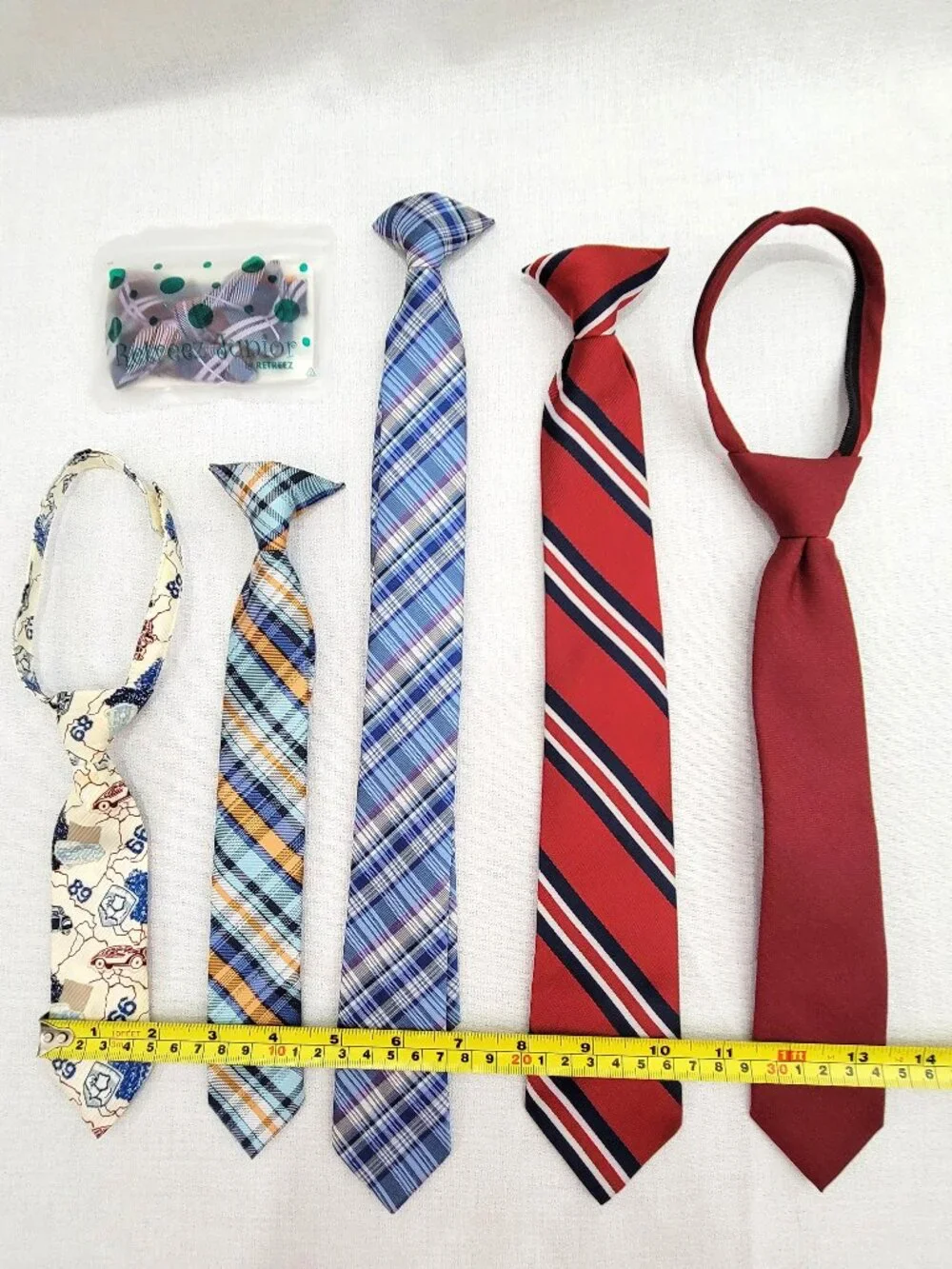 Mixed Lot 6 Boys Ties: Retreez Junior, Novelty Map, Plaid & Stripes